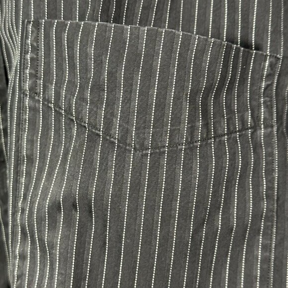 Ike Behar Shirt Mens 16.5 Black Stripe Cotton Long Sleeve Button Up Contrast Cuf - Picture 4 of 8
